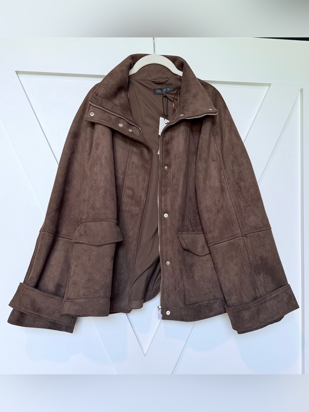 Zara faux suede pocket jacket small NWT